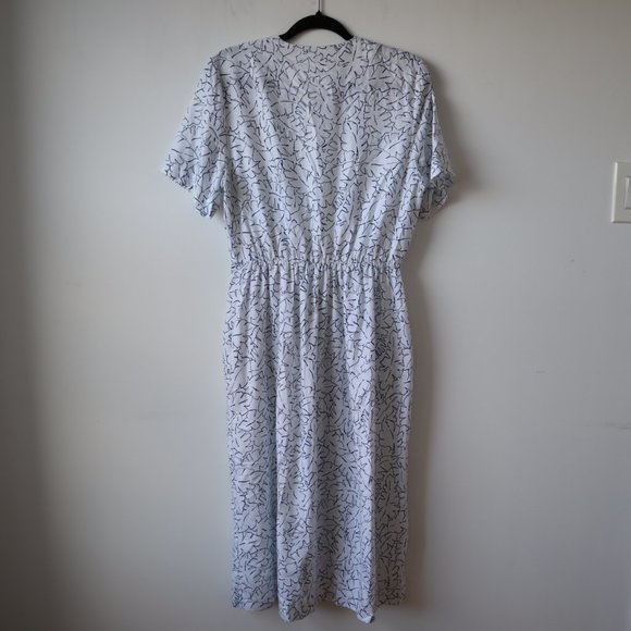 Vintage Southern Lady Botanical Print White and Blue Midi Dress - Picture 9 of 12